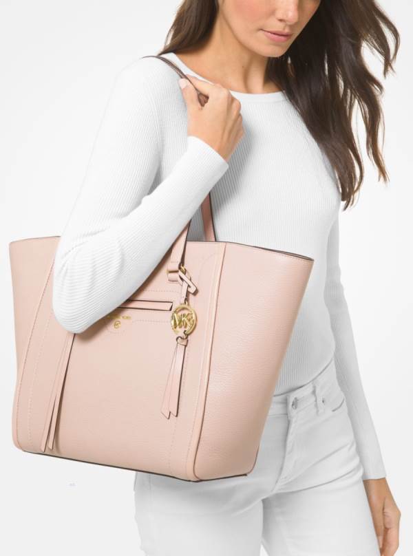 Damske Prenosná Taška Michael Kors Carine Large Pebbled Leather Ruzove - Kabelky Michael Kors Vypredaj | ZRJQD-9517